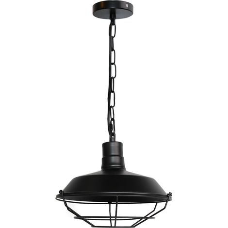 Vintage Pendant Light Industrial Ceiling Lamp Iron Metal Retro Ceiling Light For Bedroom Bar Cafe Black 26Cm