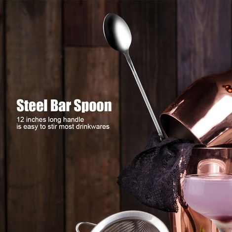 1 Stück Edelstahl-Barlöffel in Tropfenform mit langem Griff zum Mixen von Getränken und Cocktails (1/5)