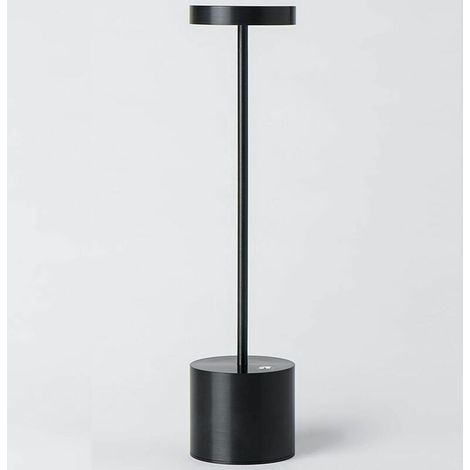 RHG Lampe de table sans fil, batterie rechargeable 6000 mAh,3 niveaux de luminosité, lampe de chevet en métal, pour salon, chambre à coucher, bureau, studio (noir)
