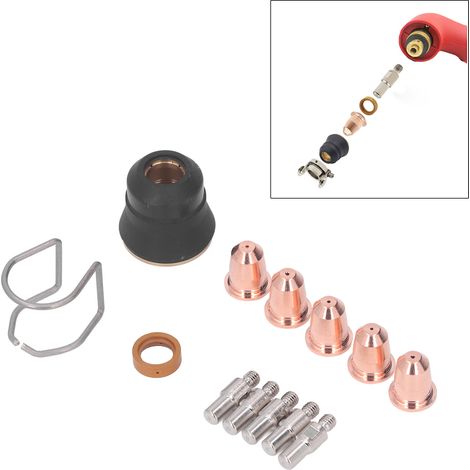 Kit d'accessoires pour torche plasma S45 (13 pièces) PR0110, électrode PD0116-08, joint de tête de buse, capuchon de montage sur rail de guidage, diffuseur de gaz (1/5)
