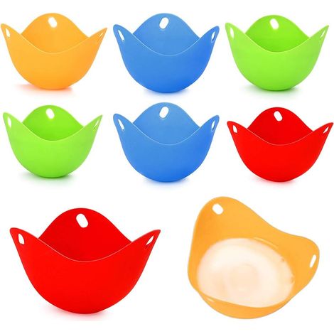 Moule À Œufs Pochés - En Silicone Alimentaire - Pour Cuisinière, Micro-ondes Et Bain-Marie - 8 Pièces