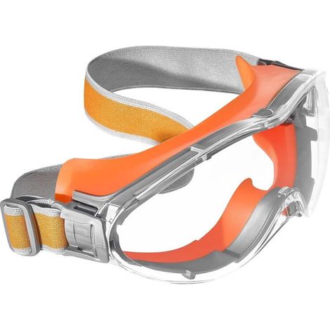 Lunettes de sécurité antibuée et anti-poussière - fabriquées avec des verres en polycarbonate - adaptées aux chantiers de construction - orange. (1/5)