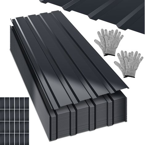 Randaco 24 Stück Profilblech Dachblech 115 x 45 cm, 0,25 mm, Anthrazit, für Gartenhaus und Carport (1/5)