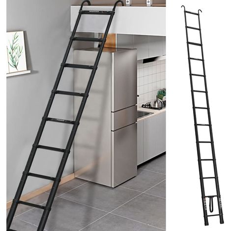 Dayplus – Échelle télescopique 5M en aluminium – 13 marches – Charge maximale 150kg – 2 crochets amovibles – Pliable pour rangement facile