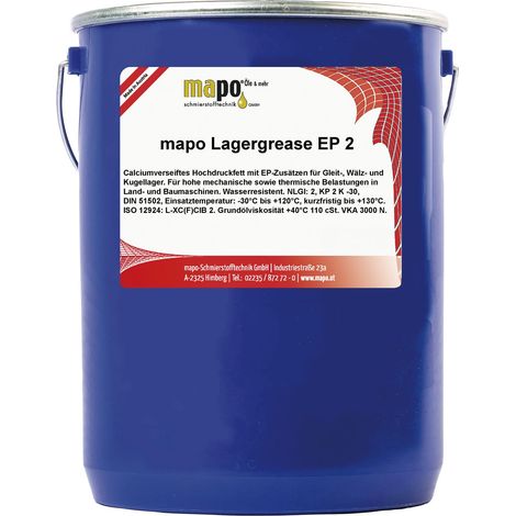 MAPO LagerGrease EP2 Hochdruckfett, Schmierfett Gleitlager Wälzlager, hohe Druckbelastung, calciumverseift, gelb, 5kg