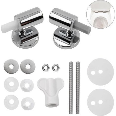 Lot de 2 Kit de Fixation pour abattant WC Traditionnel et Contemporain avec charnières à Fermeture Douce à dégagement Rapide. Charnières de Fixation supérieure. Kit de Remplacement pour WC (1/5)