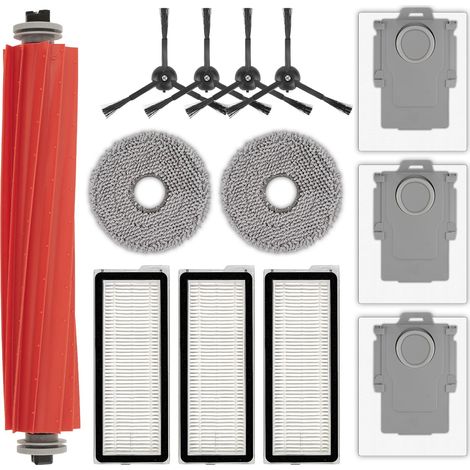 (13 Piezas) Repuestos Qrevo S Compatibles con Roborock Qrevo S, Qrevo Pro, Qrevo MaxV y Qrevo Plus: 1 Cepillo Rotativo, 4 Cepillos Laterales Negros, 3 Bolsas de Polvo, 3 Filtros HEPA y 2 Paños de Limp (1/5)
