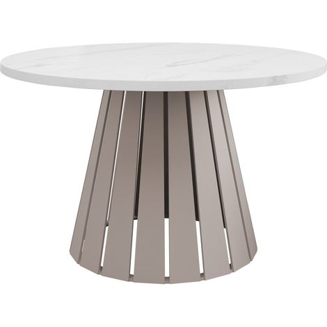 Mesa de centro Oswego 134, Cachemira + Mármol blanco, 43x0x0cm, Diámetro: 75, Aglomerado laminado, Redonda