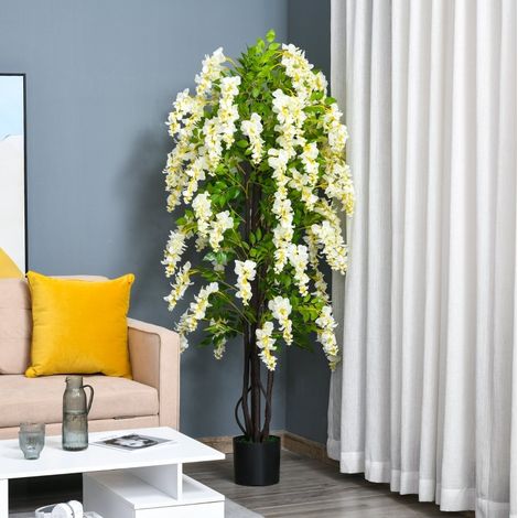 Plante artificielle de glycine blanche en pot, 165 cm, plastique, intérieur et extérieur HAVRYA (1/5)
