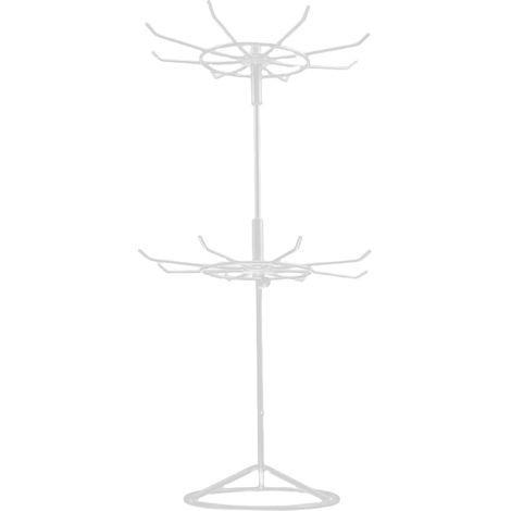 Rotating Jewelry Display Stand, 2-Tier White Metal Jewelry Tree, Detachable Structure, for Earrings and Rings, Bedroom or Shop (1/5)