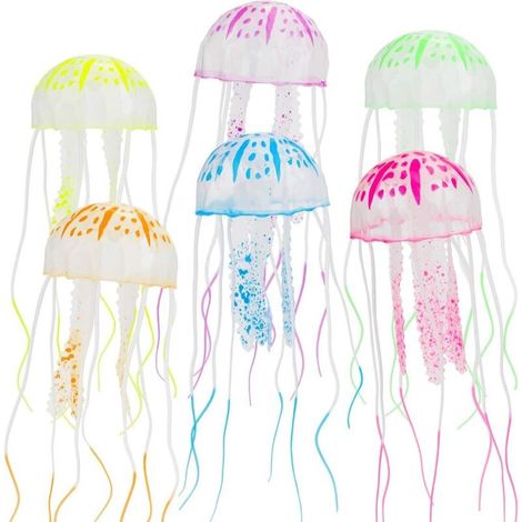 6 leuchtende Quallen-Dekorationsornamente für Aquarien (1/5)