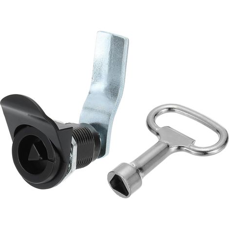 Triangle Cam Serrure, Tubulaire Armoire Tiroir Serrure 1-1/4" Cylindre Longueur Convient à Jusqu'à à 1-1/16" Panneau épais Petites clés pour électrique Armoire E et Compteur Gaz (1/5)