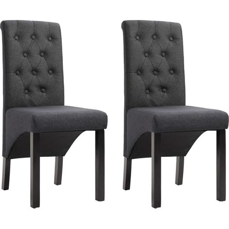 Juego de 2 sillas de comedor de cocina de diseño atemporal en tela gris oscuro CDS020539 (1/5)