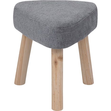 Tabouret d'appoint en bois et tissu Polyester coloris gris, naturel - Longueur 32 x Profondeur 32 x Hauteur 36 cm -PEGANE- (1/3)