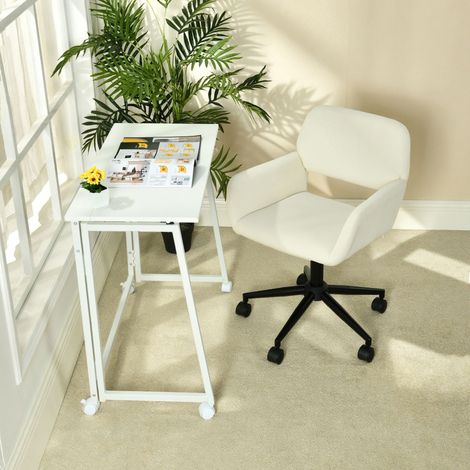 MEUBLES COSY Sedia da ufficio, poltrona in velluto a coste, altezza regolabile e girevole a 360°, rotelle per una facile mobilità, beige