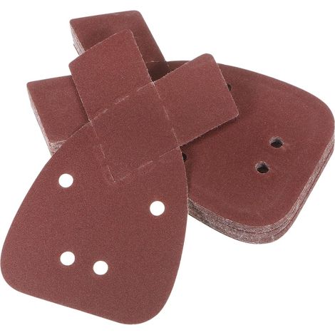 Lot de 24 abrasifs auto-agrippants grain 180, oxyde d'aluminium, feuilles ponceuses pour ponceuse de détail, avec pointes supplémentaires, bois et métal, brun rougeâtre (1/5)