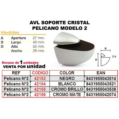 AVL avl soporte cristal pelicano negro modelo 2 precio unidad