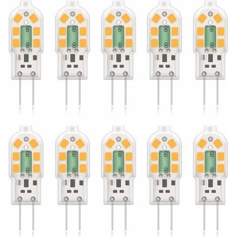 G4 2W LED Ampoule, 20W Ampoules Halognes quivalentes, Blanc Chaud 3000K,200Lm,12x SMD,12V AC/DC - Pack de 10 [Classe nergtique A+] (1/5)