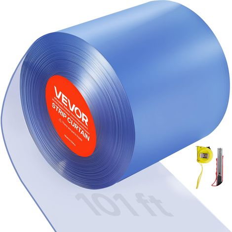 VEVOR Tenda a Strisce Trasparente, 30,8 m x 30,5 cm, Strisce per Porte in Plastica Termoisolanti, Rotolo Grande, Tenda Rinfrescante per Porte di Supermercati, Garage e Magazzini Congelatori (1/5)