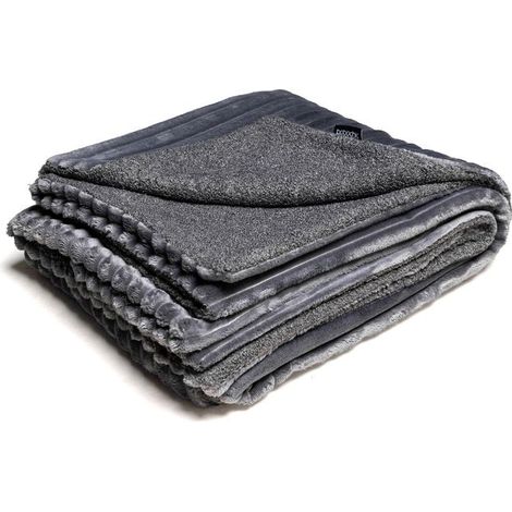 BOBOCHIC - Plaid 140 x 180 cm OSLO Gris foncé (1/5)
