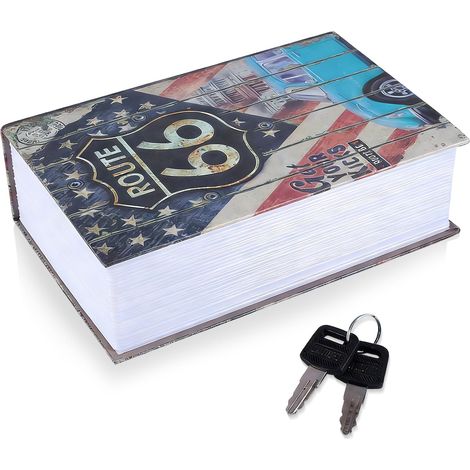 Coffre-Fort De Livre avec Serrure à Clé,Coffre-fort à livre avec serrure à combinaison,Livres De Détournement De Petite Taille,Coffre-Forts Portable en Métal,Coffre-Forts Caché pour Livres Secret(5) (1/5)