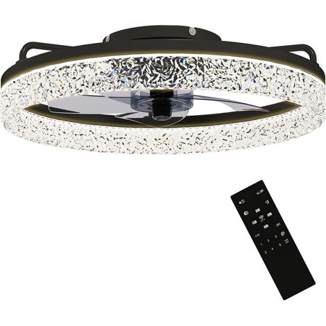 Ventilateur de plafond avec éclairage LED dimmable, télécommande incluse, pour chambre et salon, noir