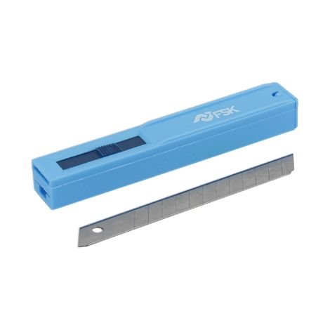 Ferrestock FSKTWR009 Hoja de recambio de cúter de 9mm especialmente pensada para poder cortar materiales resistentes en modo profesional, contiene 10 cuchillas. (Caja de 10uds)