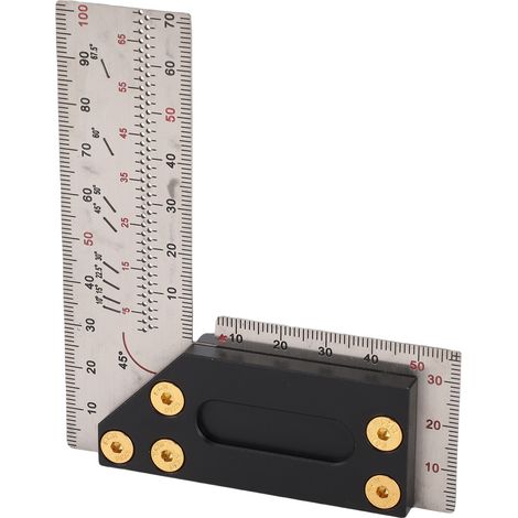 Équerre de menuiserie en acier inoxydable avec trous de repérage, gabarit d'angle droit 100 mm pour traçage bois (1/5)