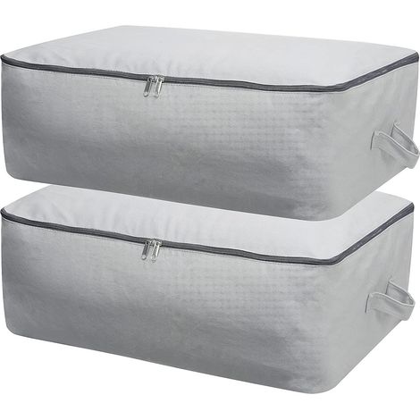Panier de rangement en coton gris clair 65x47x22 cm