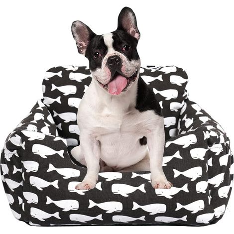 MINKUROW Seggiolino Auto per Cani di Piccola Taglia,Seggiolino Auto 2 in 1 per Cani,Lavabile e Rimovibile,Seggiolino Auto per Cani con Cintura di Sicurezza,Borsa Portaoggetti,Cuccia Robusta Nero Bianc (1/3)