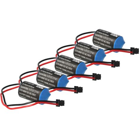 vhbw 5x Pile remplacement pour Omron R88A-BAT02W, JZSP-BA01, JZSP-BA0-1 pour Servomoteur, Machine CNC (1000mAh, 3,6V, Li-MnO2)