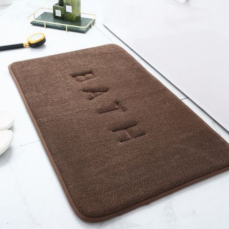 Tapis de sol épais et absorbant pour salle de bain,couleur unie,brodé,pour salle de douche,antidérapant- Brown-400MMx600MM