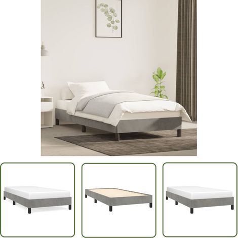 The Living Store Bettgestell ohne Matratze Hellgrau 90x200 cm Samt - Samtbettwäsche - Bettrahmen - Doppelbett - Boxspringbett - Einzelbett (1/5)