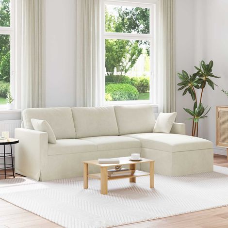Sofa Creme 228 x 134 x 80 cm Samt (1/5)