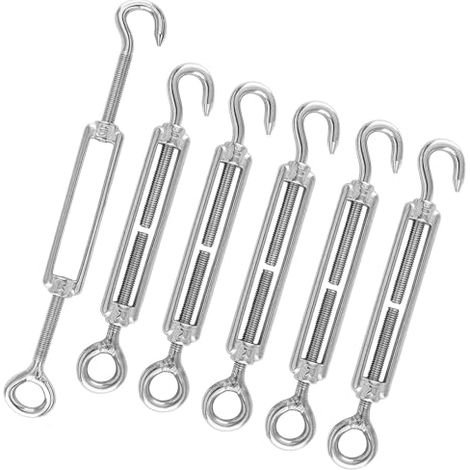 M6 Tendeur de Câble, Fixation pour Voile D'ombrage, 304 Inoxydable d'Ombrage OC, Crochets Pivotants Réglables CC, 6 Pièces, Cordes, Argent M6-OC Stück (1/5)