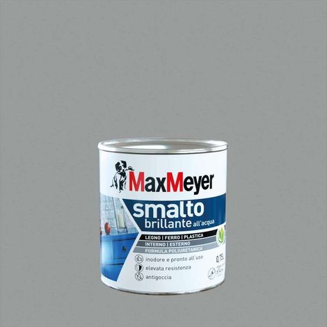 Smalto brillante a acqua colore grigio pietra 0,75lt (1/4)