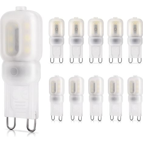 G9 2 W LED-Glühbirne, entspricht 20 W Halogen, 260 lm, 6000 K kaltweißes Licht, nicht dimmbar, 220–240 V, Energiesparlampen, 10 Stück [Energieklasse E] (1/5)