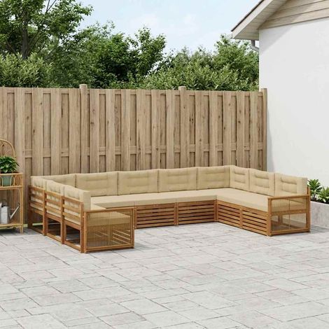 vidaXL Outdoor-Sofagarnitur 9 pcs Natur und Beige Massivholz Akazie (1/5)
