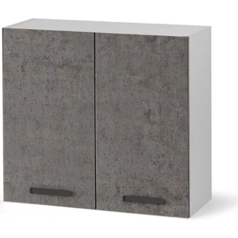 Pensile scolapiatti per cucina grigio cemento con 2 ante Cm 80x32xH 72 (1/2)