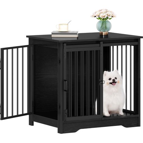 Trasportino per cani, tavolino per animali domestici, cuccia moderna per cani, trasportino per cuccioli, cuccia per animali domestici, 2 porte, nero (1/5)
