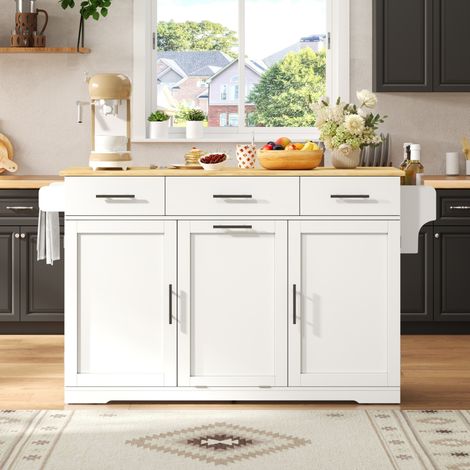 Isola cucina mobile con piano di lavoro ribaltabile, 136 x 75 x 92 cm DESVIAE (1/5)