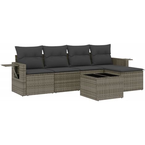 Maison Exclusive - 6-tlg. Garten-Sofagarnitur mit Kissen Grau Pol
