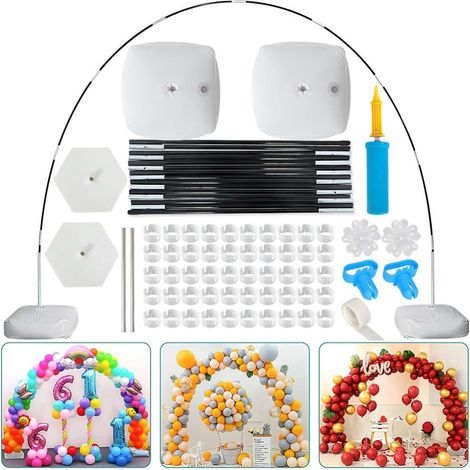 Kit de Support pour Arche de Ballons, Base Hexagonale avec Sac d'Eau, Tiges en Fibre, Pompe et Accessoires (1/5)