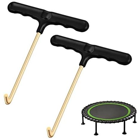 2 Pièces Outil de Traction pour Ressort Trampoline, Crochet en T métal à Main, Trampoline Peg T-Crochet Extracteur Tente Saut -