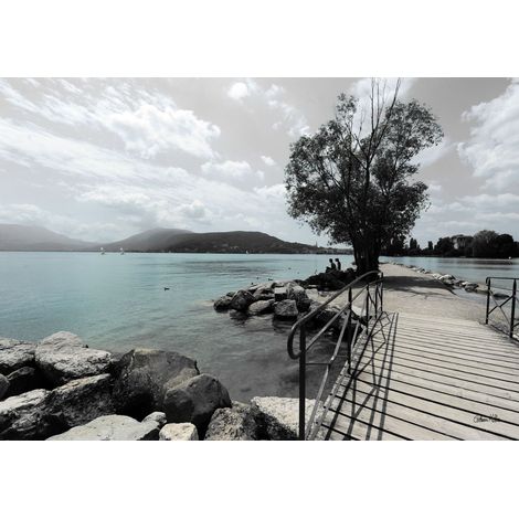Tableau sur verre synthétique ponton du lac d'Annecy 65x97 cm - Impression sur Verre synthétique - Image HD  imprimée sur Verre synthétique - Tableau mural décoratif - Fabriqué en France (1/5)