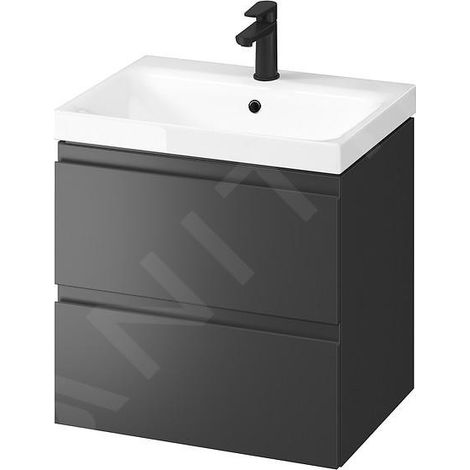 Cersanit Moduo - Meuble avec lavabo, 57x60x45 cm, 2 tiroirs, anthracite S801-483 (1/2)