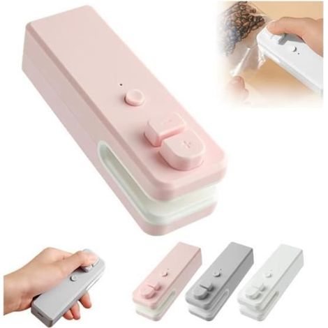 Mini scelleuse de sacs 2 en 1 - Rose - Machine à sceller sous vide - Rechargeable - Portable - Efficace (1/4)