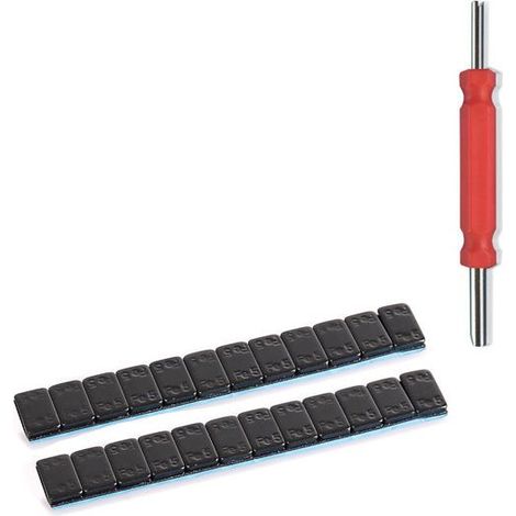 Set: Auswuchtgewichte 2 Stück 12x5g + Ventilausdrücker / Schlüssel