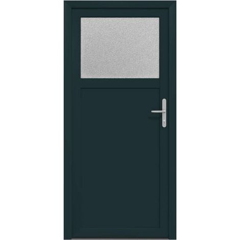 Porte d'entrée latérale gris anthracite, 98 x 198 cm, en PVC.