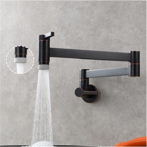 Robinet de cuisine remplisseur de pot Robinet de cuisine en laiton mural robinet de remplissage de pot 360 rotatif pliant allongé avec bras oscillants à double articulation robinet d'eau froide ( Colo (1/5)